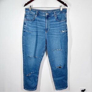 American Eagle Mom Jeans size 14 Medium Wash Distressed